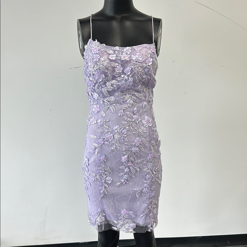 Elegant Lavender Floral Lace Dress amarra short lilac dress size 8